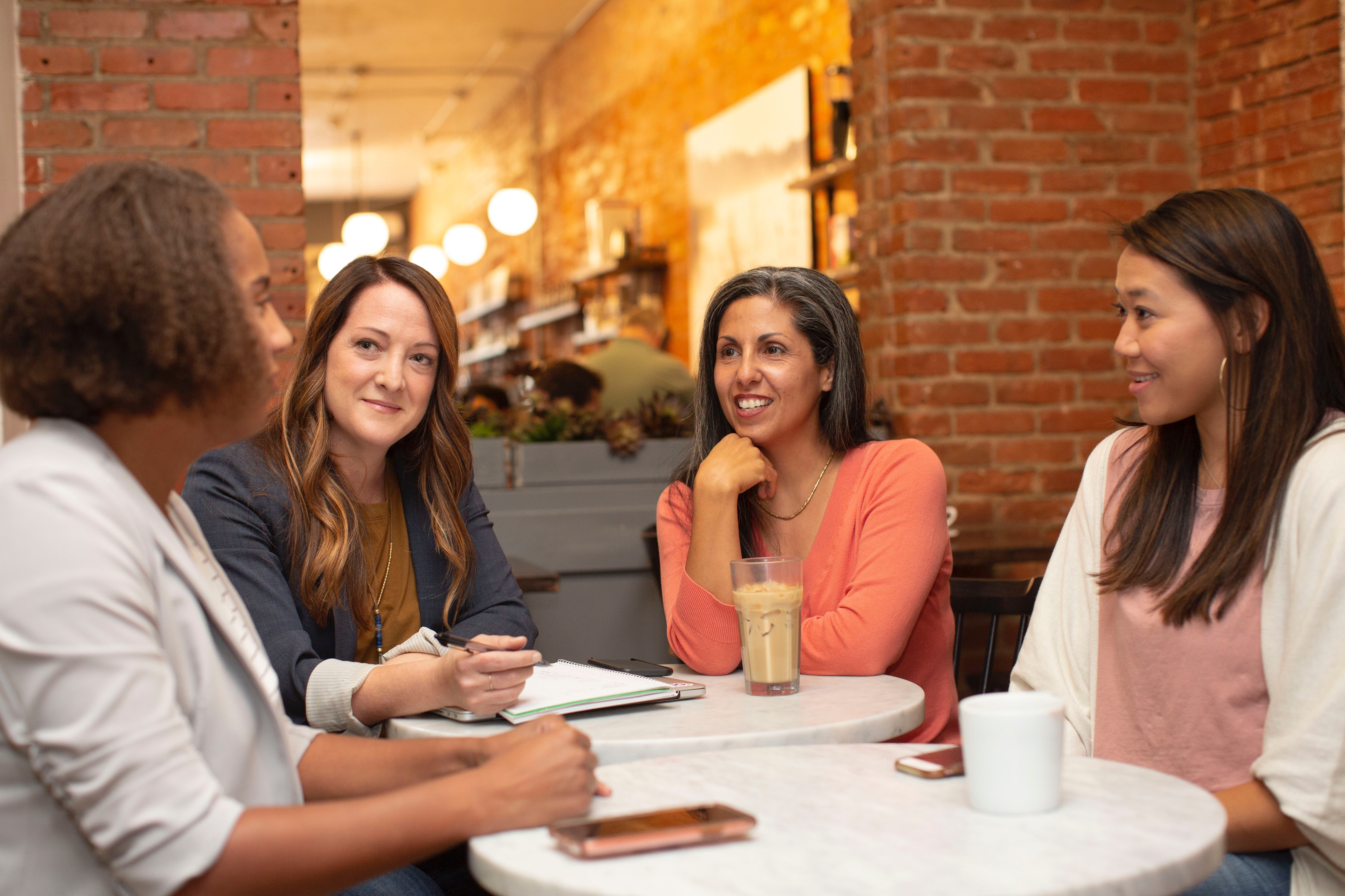 Women chatting at table